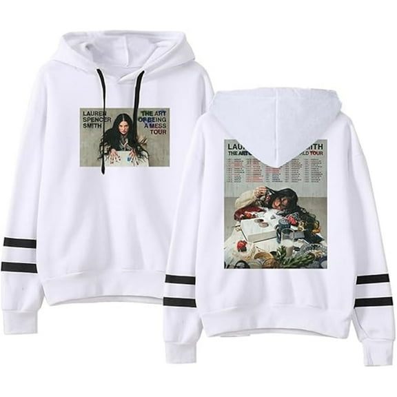 Lauren Spencer Smith Merch The Art Of Being A Mess Tour 2025 Hoodie, Unisex Long-Sleeve Sweatshirt,M,White