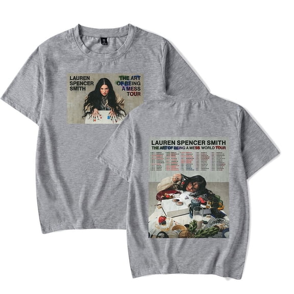 Lauren Spencer Smith THE ART OF BEING A MESS TOUR 2025 Merch Unisex Short Sleeve Crewneck T-Shirt - R&B Soul Graphic Print Cotton Casual Streetwear