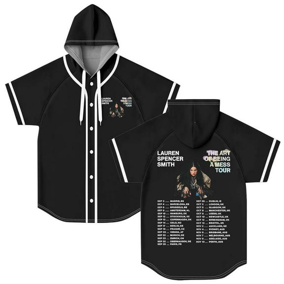 Lauren Spencer Smith The Art Of Being A Mess Tour 2025 Hooded Baseball Jersey Short Sleeve Shirt Women Men Crewneck Tee
