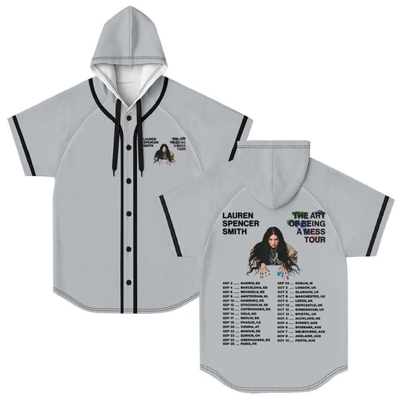 Lauren Spencer Smith The Art Of Being A Mess Tour 2025 Hooded Baseball Jersey Short Sleeve Shirt Women Men Crewneck Tee