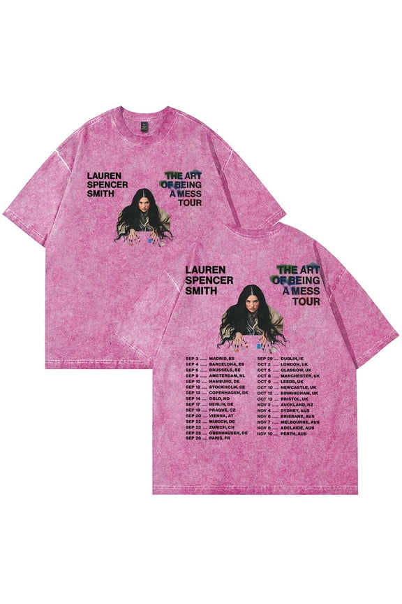Lauren Spencer Smith The Art Of Being A Mess Tour 2025 T-Shirt Cotton Wash Tee Women Men Short Sleeve Casual Crewneck Tee