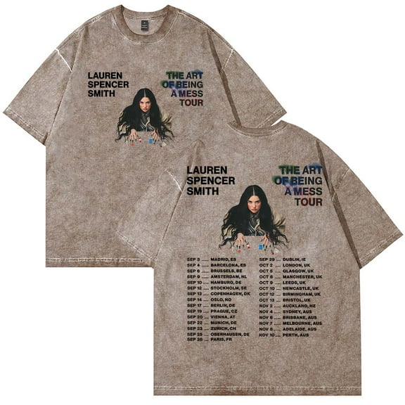 Lauren Spencer Smith The Art Of Being A Mess Tour 2025 T-Shirt Cotton Wash Tee Women Men Short Sleeve Casual Crewneck Tee
