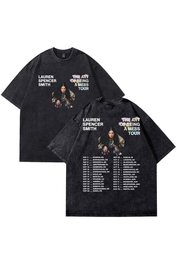 Lauren Spencer Smith The Art Of Being A Mess Tour 2025 T-Shirt Cotton Wash Tee Women Men Short Sleeve Casual Crewneck Tee