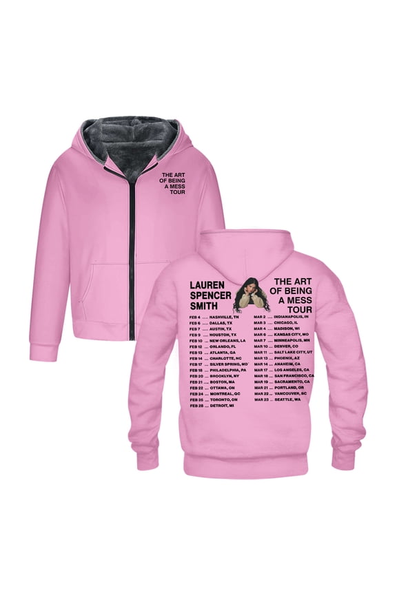 Lauren Spencer Smith The Art Of Being A Mess Tour 2026 Long Sleeve Zipper Hoodie Men Women Outerwear Coat