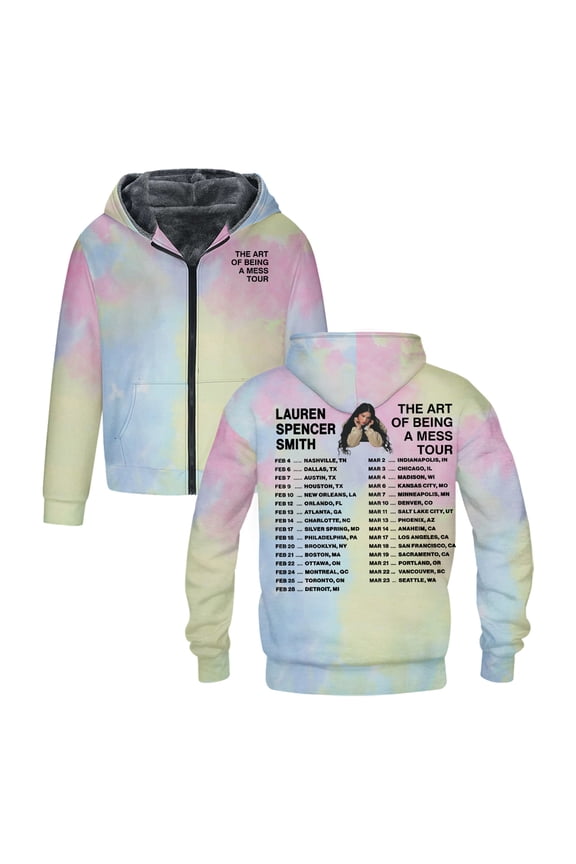 Lauren Spencer Smith The Art Of Being A Mess Tour 2026 Long Sleeve Zipper Hoodie Men Women Outerwear Coat