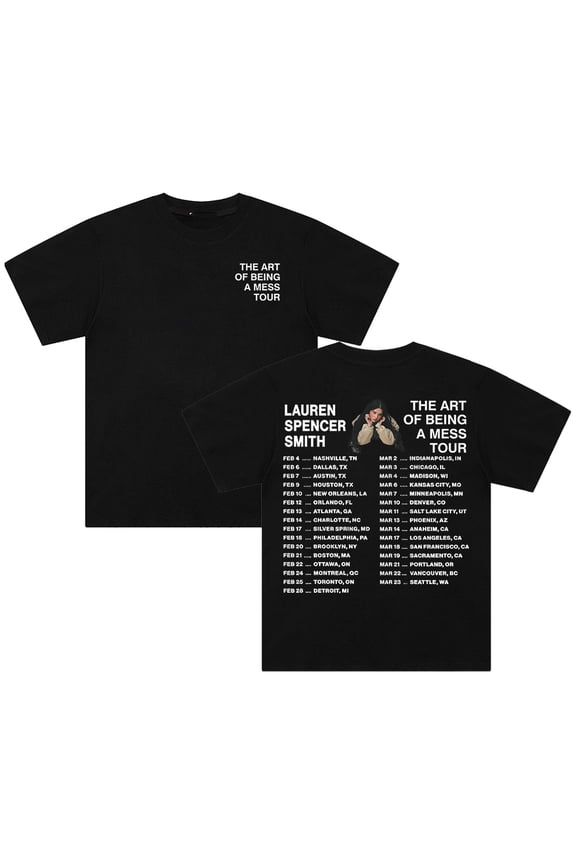 Lauren Spencer Smith The Art Of Being A Mess Tour 2026 T-shirt Short Sleeve Streetwear Men Women Cotton Tee
