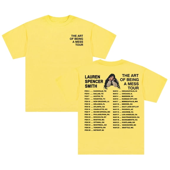 Lauren Spencer Smith The Art Of Being A Mess Tour 2026 T-shirt Short Sleeve Streetwear Men Women Cotton Tee