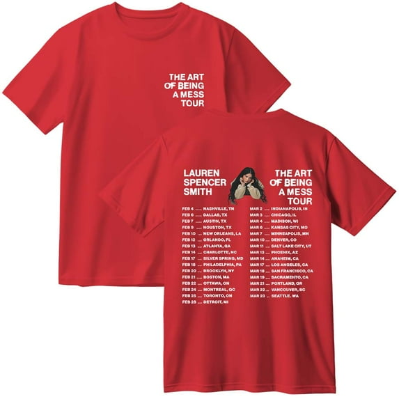 Lauren Spencer Smith The Art Of Being A Mess Tour 2026 Cotton T-Shirt Women Men Casual Crewneck Short Sleeve Tee