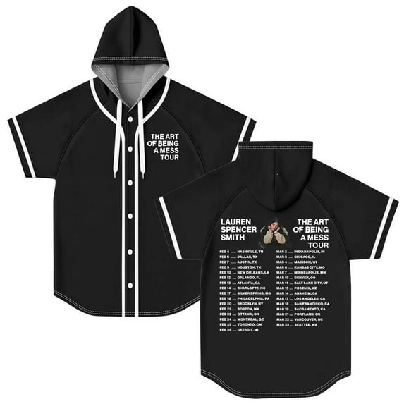 Lauren Spencer Smith The Art Of Being A Mess Tour 2026 Hooded Baseball Jersey Short Sleeve Shirt Women Men Crewneck Tee
