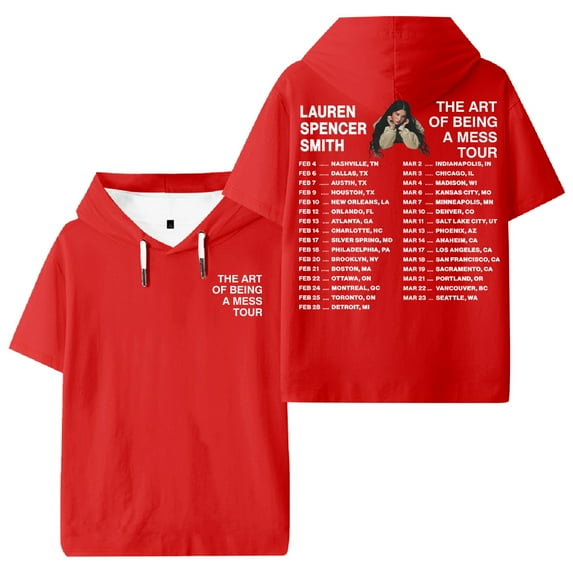 Lauren Spencer Smith The Art Of Being A Mess Tour Hooded T-shirt Short Sleeve Tee Men Women Streetwear Tops