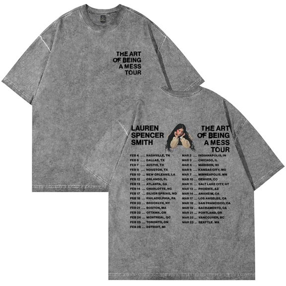 Lauren Spencer Smith The Art Of Being A Mess Tour T-Shirt Cotton Wash Tee Women Men Short Sleeve Casual Crewneck Tee