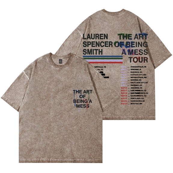 Lauren Spencer Smith The Art Of Being A Mess Tour Wash T-Shirts Unisex Cotton Short Sleeve Tee