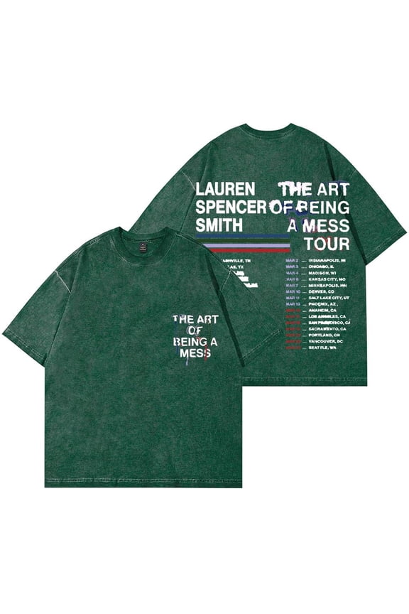 Lauren Spencer Smith The Art of Being A Mess Tour Washed T-Shirt Women Men Crewneck Short Sleeve Fashion Casual Tee