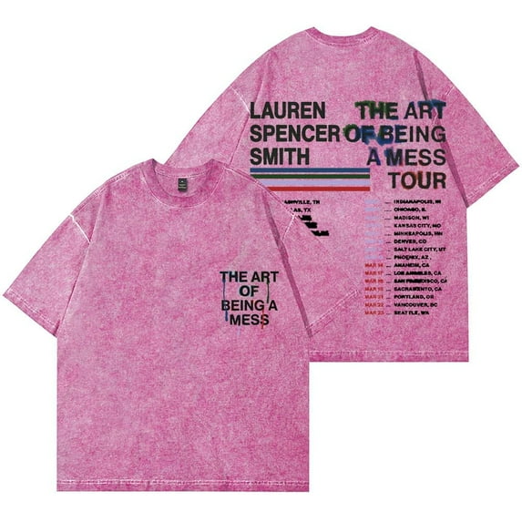 Lauren Spencer Smith The Art of Being A Mess Tour Washed T-Shirt Women Men Crewneck Short Sleeve Fashion Casual Tee