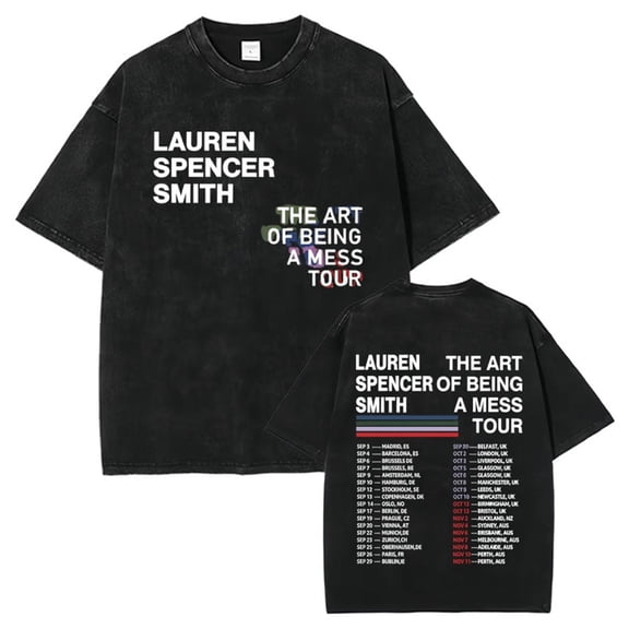 Lauren Spencer Smith Washed The Art of Being a Mess T-shirt Trendy Print Short-sleeved Men And Women Hip-hop Tops