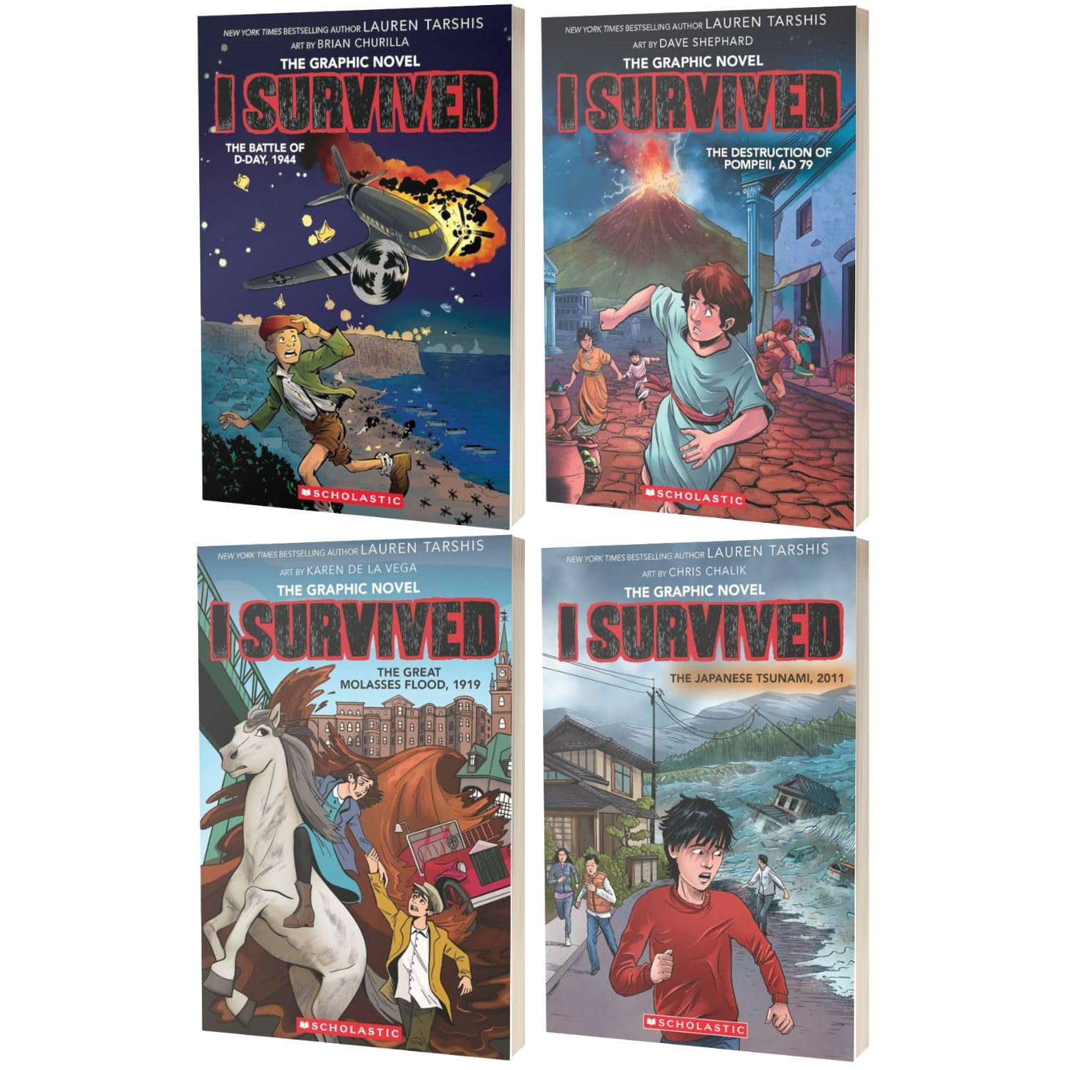 Lauren Tarshis I Survived Graphic Novel Series 4-Book Collection Set (Books 9–12) – Survival Adventure book Set