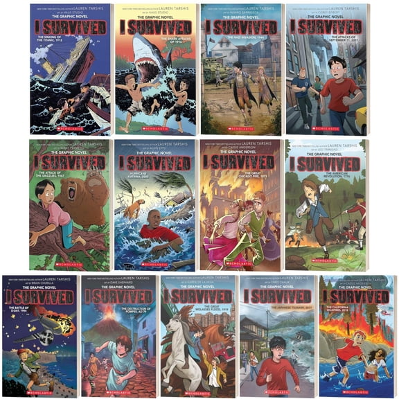 Lauren Tarshis I Survived Series Graphic Novels Collection 13 Books Set Titanic, Shark Attacks, Nazi Invasion, 9/11, Hurricane Katrina & More