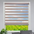 thumbnail image 1 of Lauren Taylor Cordless Zebra Blinds for Windows - 100% Polyester Pull Down Roller Shades for Windows (Taupe, 30" W x 84" H), 1 of 7