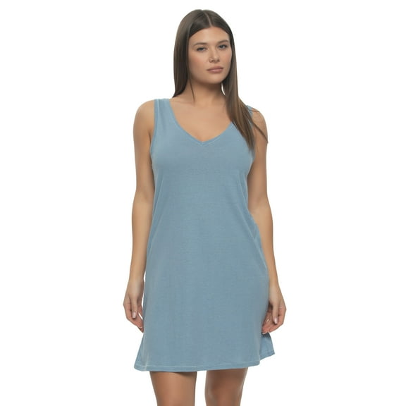 Lauren V-neck Chemise (Dusty Blue, Small)