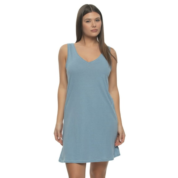 Lauren V-neck Chemise (Dusty Blue, Small)
