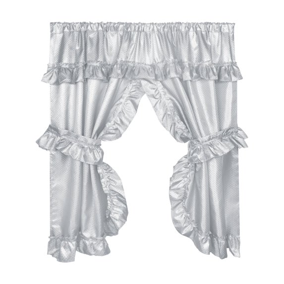 "Lauren" Window Curtain with Ruffled Valance, Grey