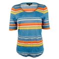 thumbnail image 1 of Lauren  Women's Petite Striped Linen Tee Shirt BM PL, 1 of 2