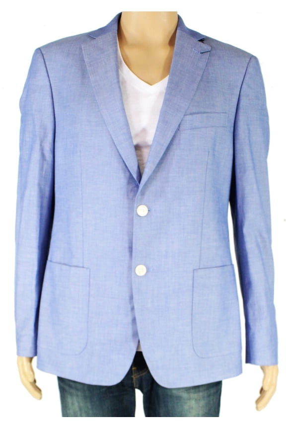 Lauren Ralph Lauren Mens Classic-Fit Cotton Chambray Sport Coat 38 Short Blue