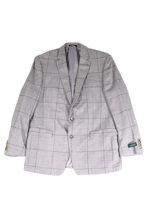 Mens Lexington Wool Blend Window Pane Two-Button Blazer, Light Gray, 43R