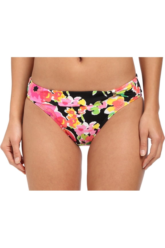 Lauren by Ralph Lauren Women's Brilliant Floral Sash Slider Hipster Black Swimsuit Bottoms 10