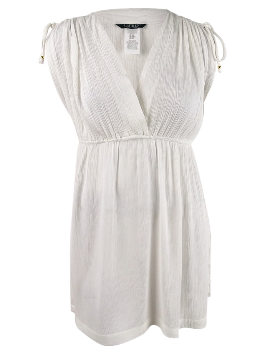 Lauren by Ralph Lauren Women s Crinkle Farrah Dress Swim Cover Up 2X White