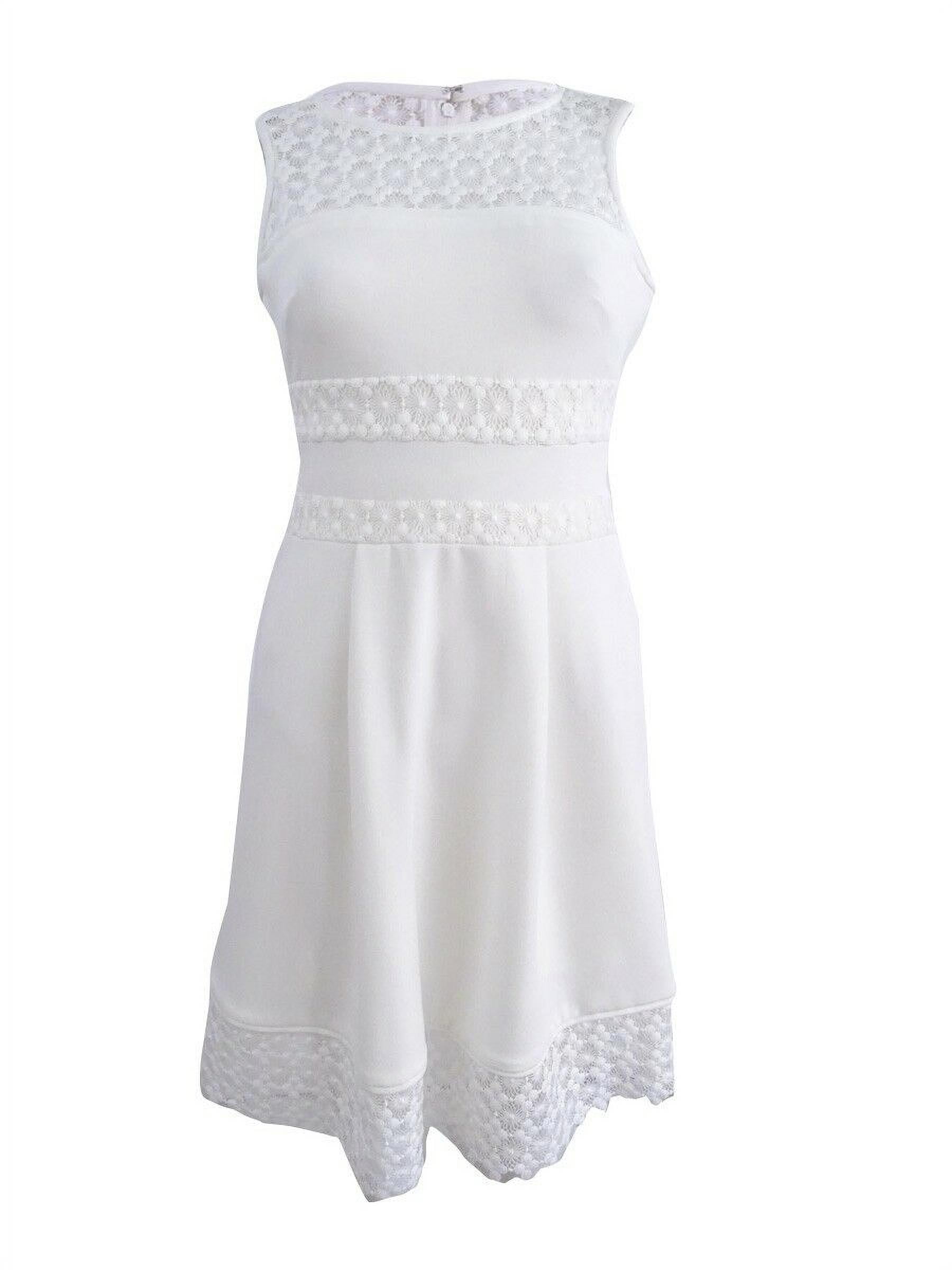 Lauren by Ralph Lauren Women s Petite Lace Trim Fit Flare Dress 8P Ivory Walmart