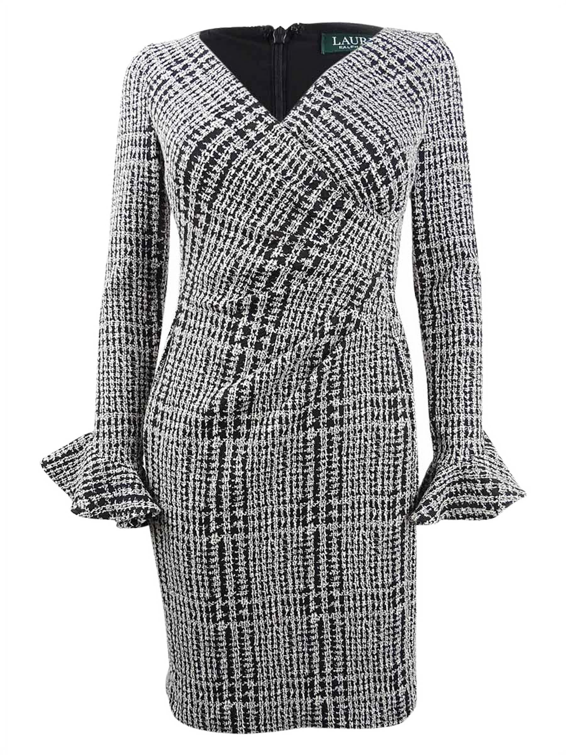 Lauren by Ralph Lauren Women s Plaid Ruched Dress 2 Black White Walmart