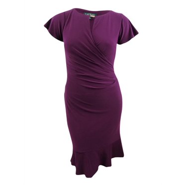 Lauren by Ralph Lauren Women's Ruffled Keyhole Dress (12, Passion Plum)