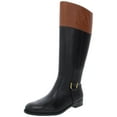 thumbnail image 1 of Lauren Ralph Lauren Womens Bernadine Leather Riding Boots Black 7 Medium (B,M), 1 of 2
