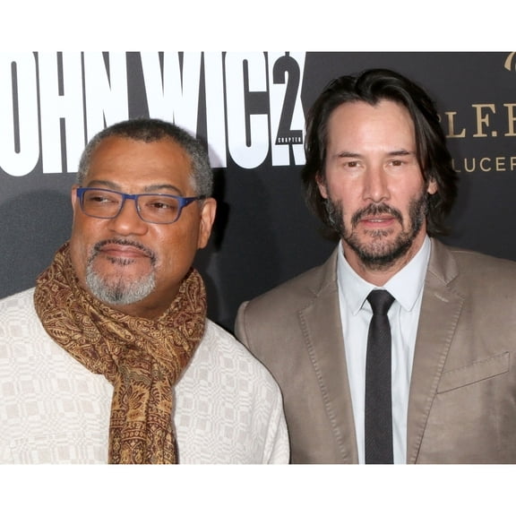 Laurence Fishburne Keanu Reeves At Arrivals For John Wick Chapter Two Premiere Arclight Hollywood Los Angeles Ca