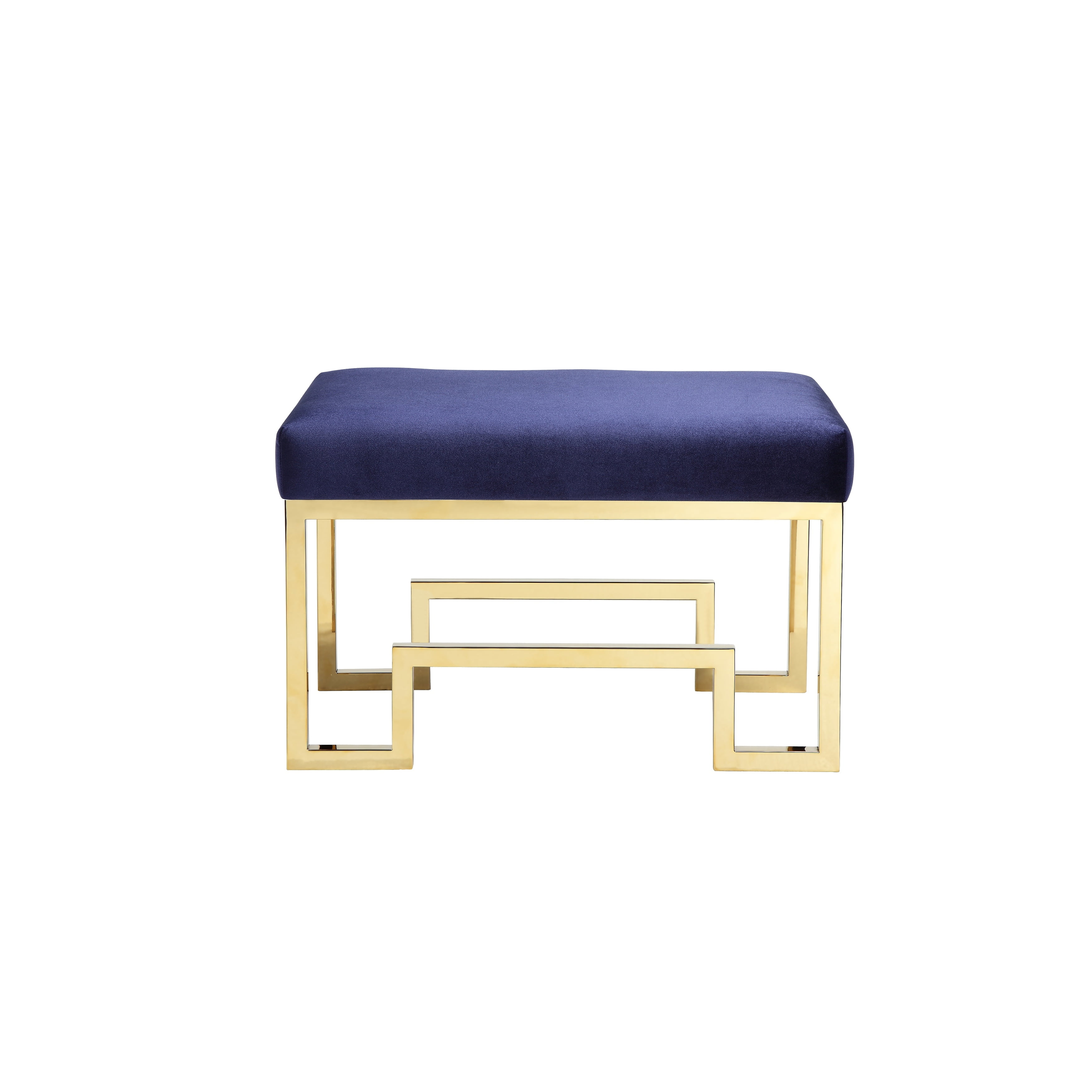 Laurence 18" Gold Stainless Steel & Navy Velvet Stool