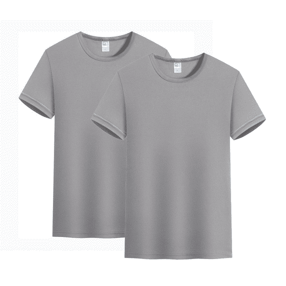 Laurence Trade Pack of 2 Unisex T-Shirts, Classic Heavyweight Cotton Crewneck Tee, Roomy Fit, Ideal for Leisure Activities Grey