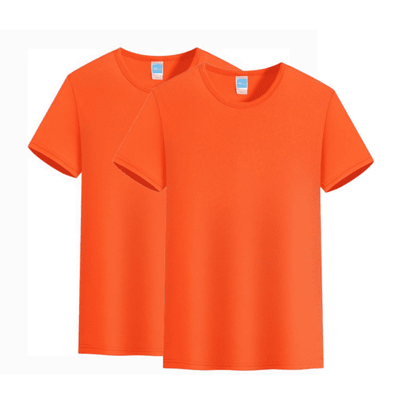 Laurence Trade Pack of 2 Unisex T-Shirts, Classic Heavyweight Cotton Crewneck Tee, Roomy Fit, Ideal for Leisure Activities Orange