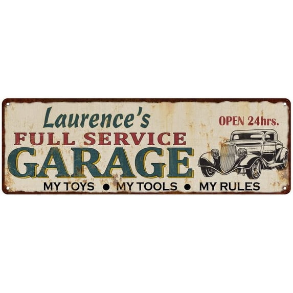Laurence's Full Service Garage Metal Sign 6x18 Rusty Man Cave 106180047295