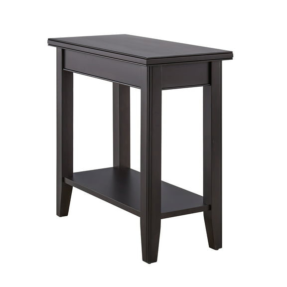 Leick Home Solid Wood Laurent 12" Narrow End Table with Shelf, Black