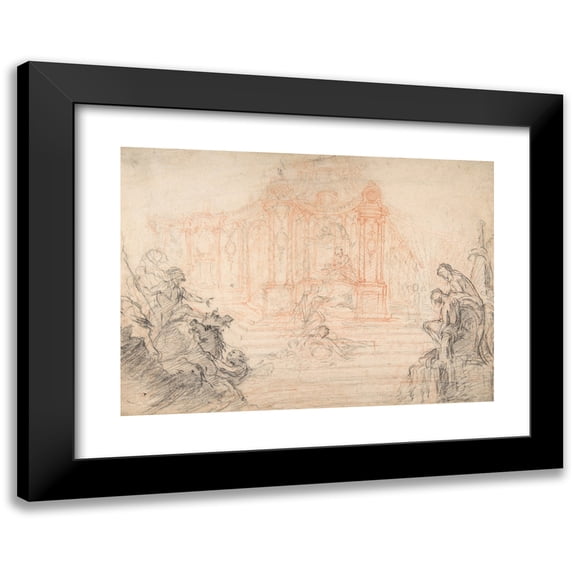 Laurent Hubert 24x18 Black Modern Framed Museum Art Print Titled - Study for a Festival Machine (18th Century)