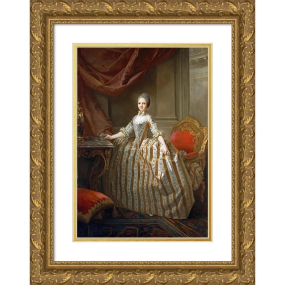 Laurent Pécheux 11x14 Gold Ornate Wood Frame and Double Matted Museum Art Print Titled - Maria Luisa of Parma (1751-1819), Later Queen of Spain (1765)