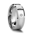 thumbnail image 1 of Laurent Platinum Inlaid Beveled Tungsten Ring With Diamond, 1 of 2