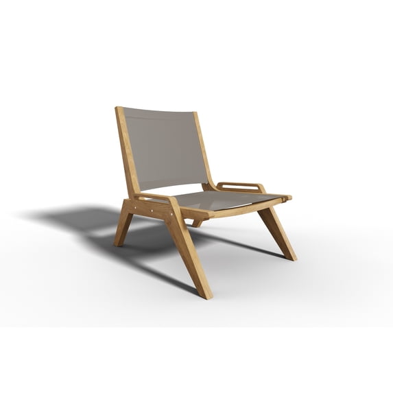 Curated Maison Laurent Teak Outdoor Sling Chat Chair in Gray