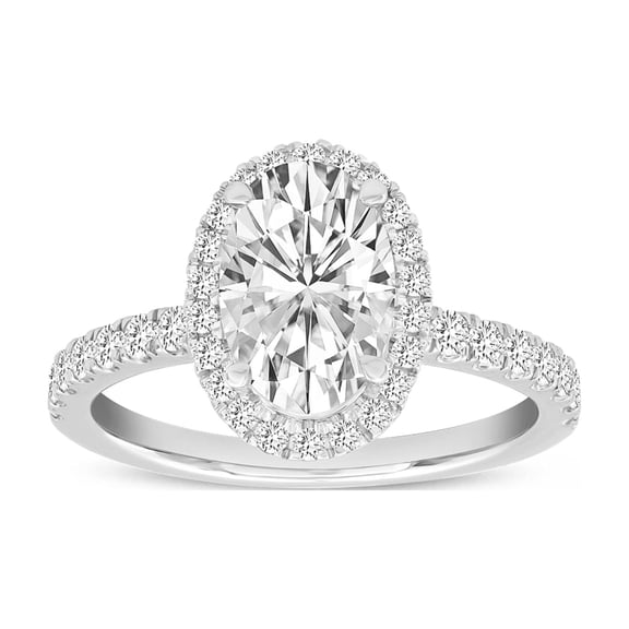 Laurentia 14K White Gold Oval Lab Grown Diamond Halo Engagement Ring - 1.95 Ct