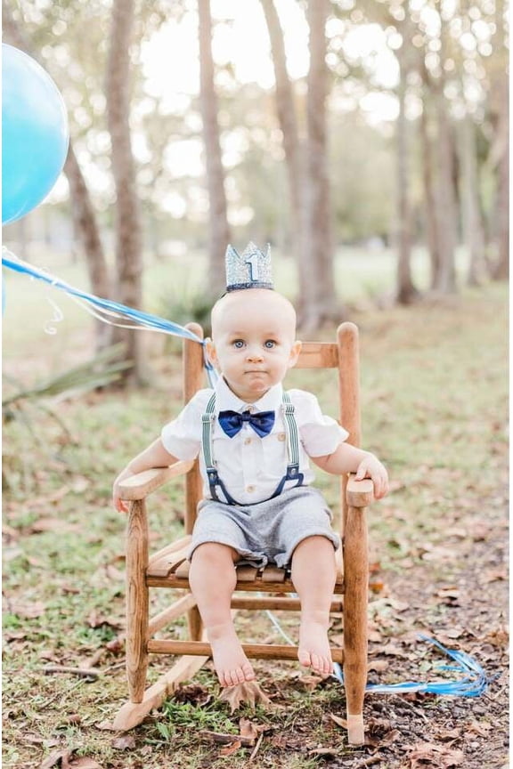 Baby Boys 4 Pcs Infant Outfit Grey Navy Bodysuit and Suspenders Set Baptism Christening Wedding Outfit Ring Bearer Boys Easter Clothes Outfit 0-3M