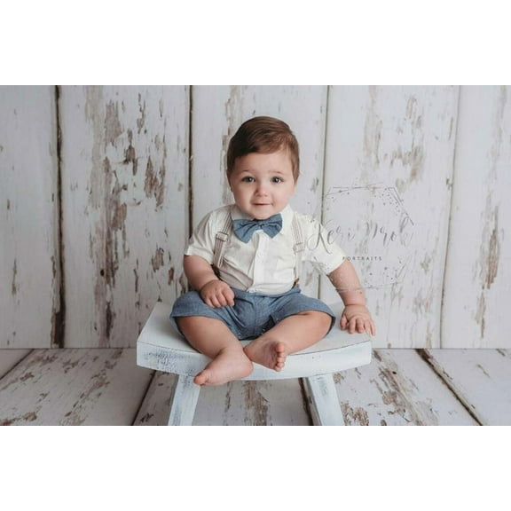 Laurenza's Baby Boys Chambray Bodysuit and Suspenders Set Baptism Christening Wedding Outfit Ring Bearer Boys Easter Outfit 12-18M