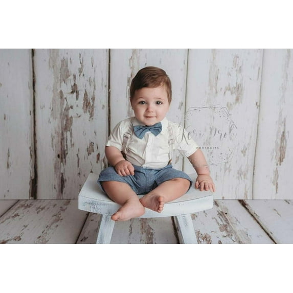 Laurenza's Baby Boys Chambray Bodysuit and Suspenders Set Baptism Christening Wedding Outfit Ring Bearer Boys Easter Outfit 12-18M