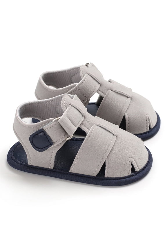 Baby Boys Soft-Sole Grey Summer Sandals Size 2 6-12M