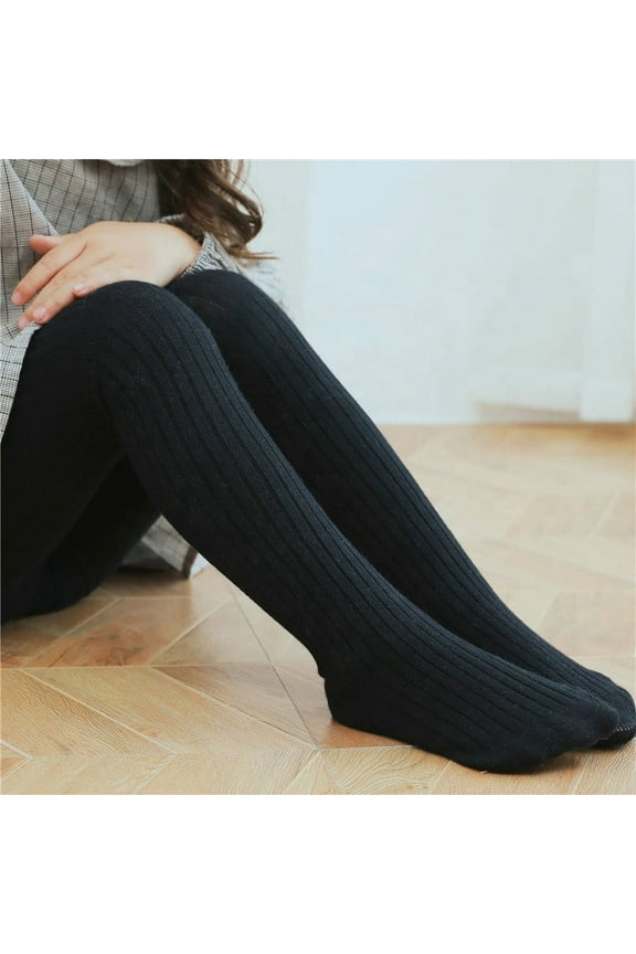 Baby Girls Black Ribbed Tights 0-6M Winter Pants